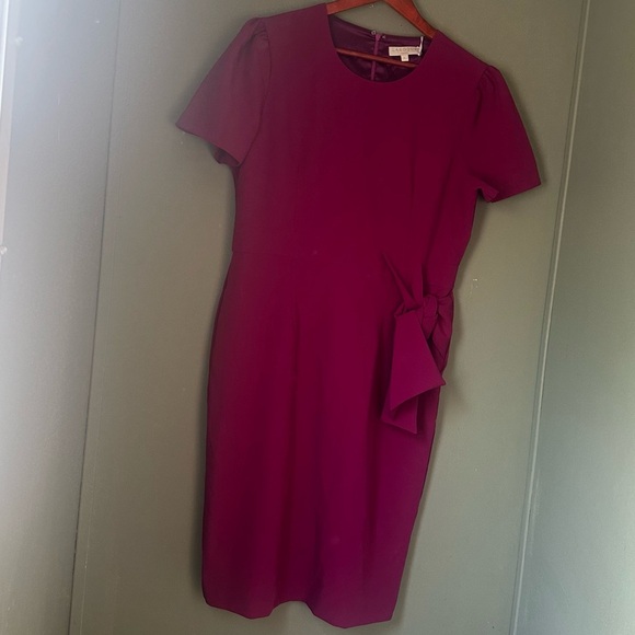 Purple Midi Sheath Dress with Crew Neck for Work - Picture 1 of 10